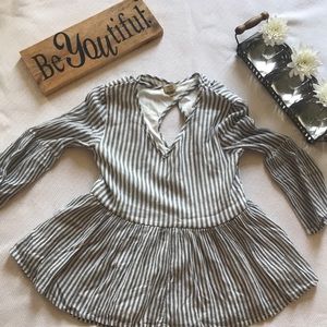 gray and white striped women’s shirt!